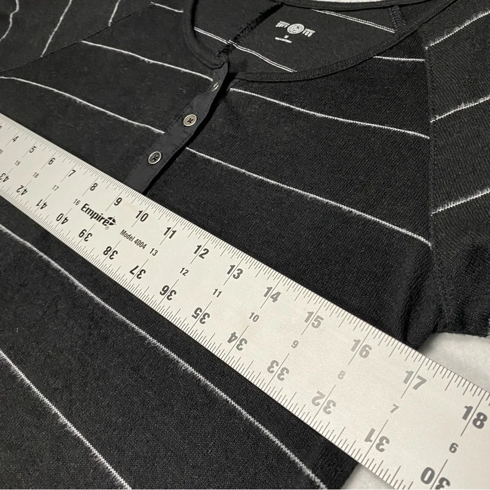 SO Perfectly Soft Black & White Henley Knee Length Sleep Dress  Size M #1359